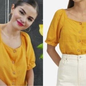 Everlane puff sleeve linen top